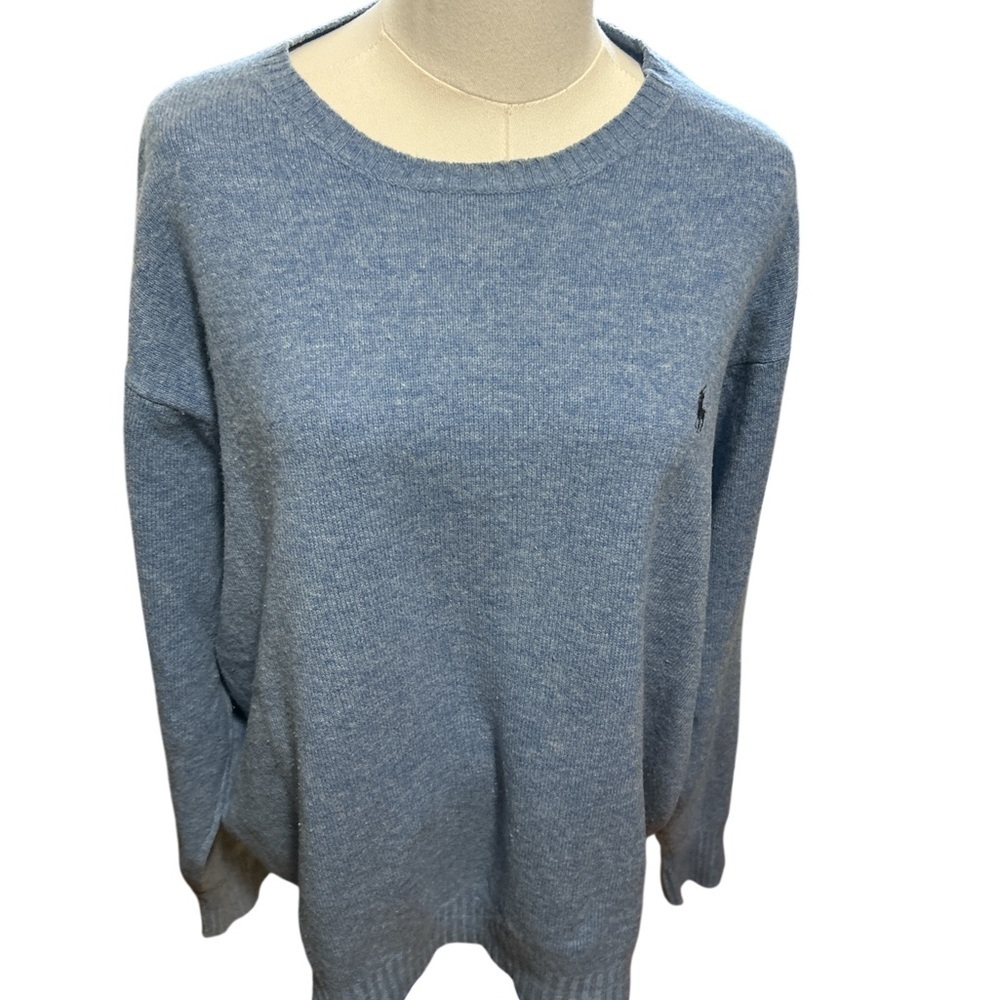 Polo Ralph Lauren Lambswool Sweater XXL Blue Crewneck Classic Pony Logo Men - Picture 3 of 8